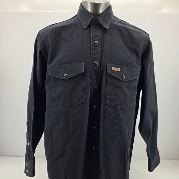 Carhartt Flannel Style Shirt Jacket  Men's Heavy Canvas Snap Black S98 BLK Large - Picture 1 of 8